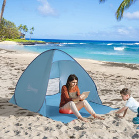 Outsunny 2-3 Person Pop up Tent Instant Camping Tent Sun Shade Shelter, Blue