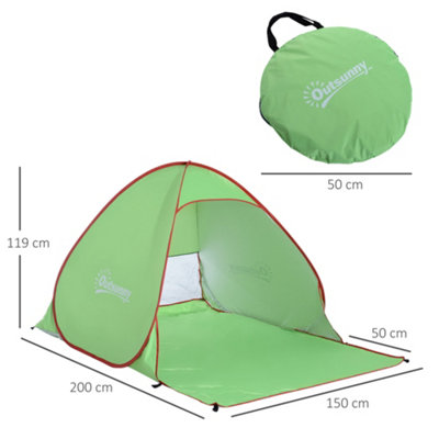 Outsunny 2 3 Person Pop up Tent Instant Camping Tent Sun Shade Shelter Green