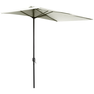 Outsunny 2.3m Garden Half Round Umbrella Metal Parasol Beige