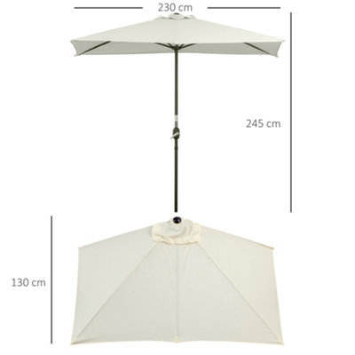 Outsunny 2.3m Garden Half Round Umbrella Metal Parasol Beige - 3