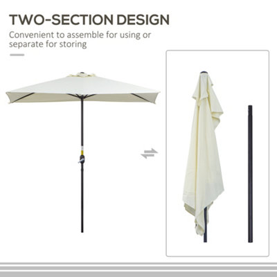 Outsunny 2.3m Garden Half Round Umbrella Metal Parasol Beige - 4