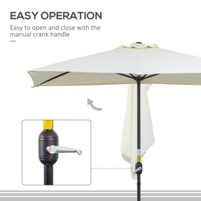 Outsunny 2.3m Garden Half Round Umbrella Metal Parasol Beige - 5