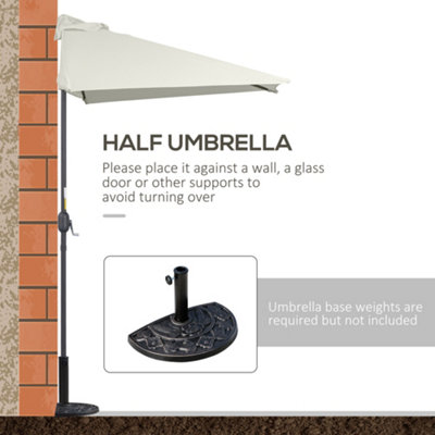 Outsunny 2.3m Garden Half Round Umbrella Metal Parasol Beige - 6