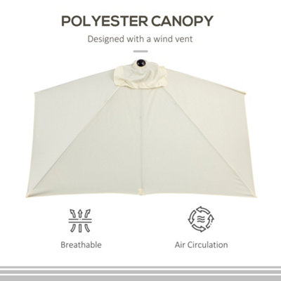 Outsunny 2.3m Garden Half Round Umbrella Metal Parasol Beige - 7