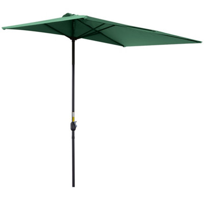Outsunny 2.3m Garden Half Round Umbrella Metal Parasol Green
