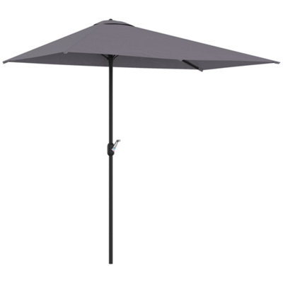Outsunny 2.3m Garden Half Round Umbrella Metal Parasol Grey