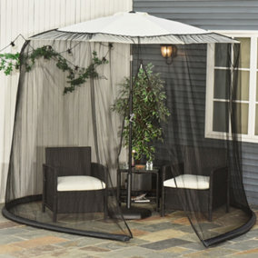 Outsunny 2.3m Garden Umbrella Parasol Table Net Screen Bug Netting Cover