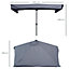Outsunny 2.3m Half Round Parasol Garden Sun Umbrella Metal Crank Grey