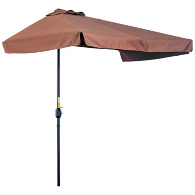 Outsunny 2.3m Green Metal Parasol Umbrella - Garden Half Round Design main image 1