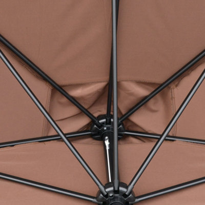 Outsunny 2.3m Half Round Parasol Garden Sun Umbrella Metal w/ Crank Brown - 9