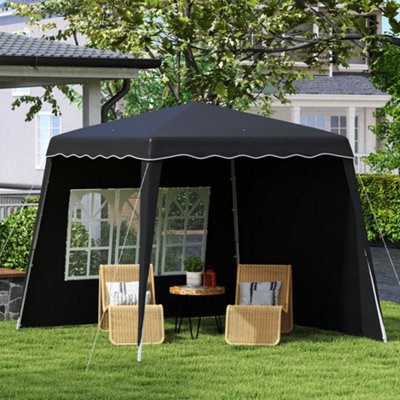 Outsunny 2.4 x 2.4m UV50+ Pop Up Gazebo Canopy Tent with Carry Bag, Black