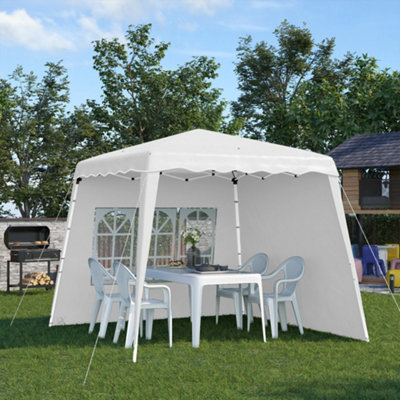 Outsunny 2.4 x 2.4m UV50+ Pop Up Gazebo Canopy Tent with Carry Bag, White