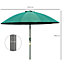 Outsunny 2.4m Round Curved Adjustable Parasol Outdoor Metal Pole Green