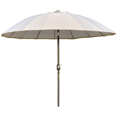Outsunny 2.4m Round Curved Adjustable Parasol Outdoor Metal Pole Off-White