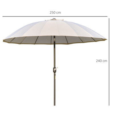 Outsunny 2.4m Round Curved Adjustable Parasol Outdoor Metal Pole Off-White - 3