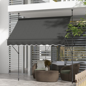 Outsunny 2.5 x 1.2m Freestanding Retractable Awning, Non-Screw Garden Awning