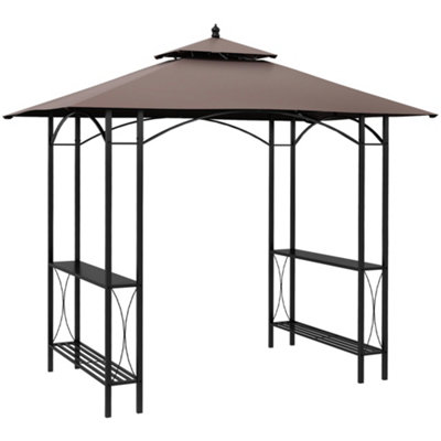 Outsunny 2.5 x 1.5m BBQ Tent Canopy Patio Outdoor Gazebo Coffee
