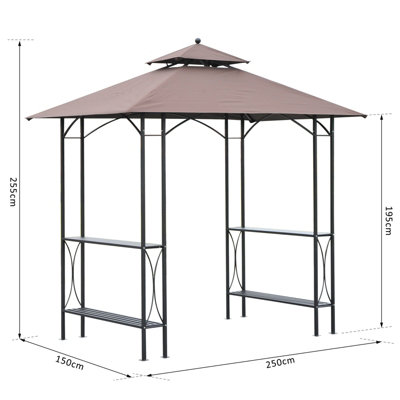 Outsunny 2.5 x 1.5m BBQ Tent Canopy Patio Outdoor Gazebo Coffee - 3