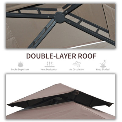 Outsunny 2.5 x 1.5m BBQ Tent Canopy Patio Outdoor Gazebo Coffee - 6