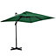 Outsunny 2.5 x 2.5m Patio Offset Parasol Umbrella Cantilever Hanging Aluminium Sun Shade Canopy Shelter, Green