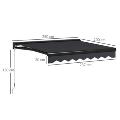 Outsunny 2.5 x 2m Electric Awning with LED Light, Sun Canopies for Patio