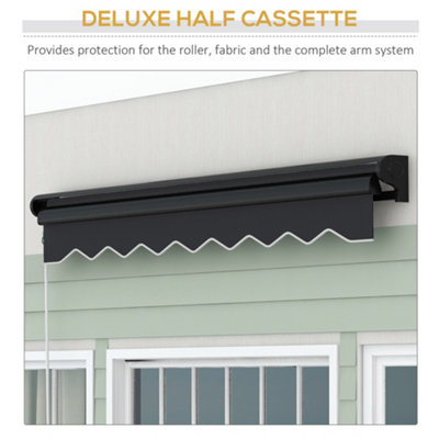 Outsunny 2.5 x 2m Electric Awning with LED Light, Sun Canopies for Patio