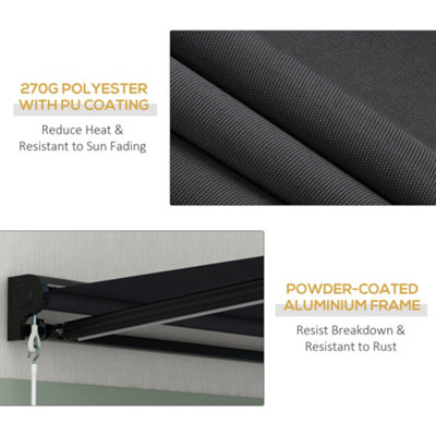 Outsunny 2.5 x 2m Electric Awning with LED Light, Sun Canopies for Patio