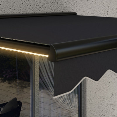 Outsunny 2.5 x 2m Electric Awning with LED Light, Sun Canopies for Patio