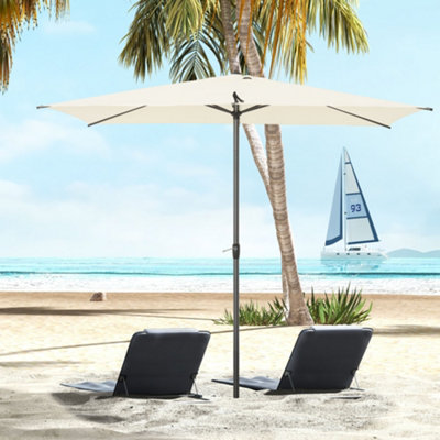 Outsunny 2.58m Aluminium Garden Parasol Sun Umbrella Angled Canopy ...