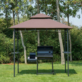 Outsunny 2.5M (8ft) New Double-Tier BBQ Gazebo Coffee