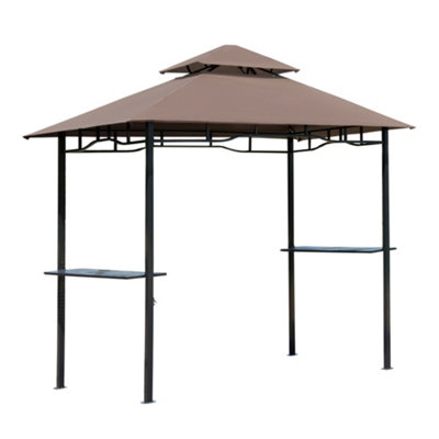 Outsunny 2.5M (8ft) New Double-Tier BBQ Gazebo Coffee