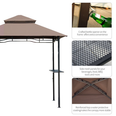 Outsunny 2.5M (8ft) New Double-Tier BBQ Gazebo Coffee - 7