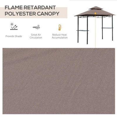 Outsunny 2.5M (8ft) New Double-Tier BBQ Gazebo Coffee - 4