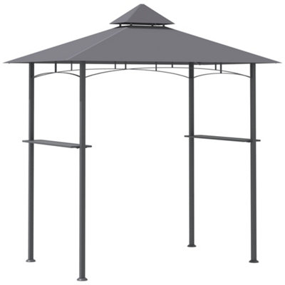 Outsunny 2.5M (8ft) New Double-Tier BBQ Gazebo Grill Grey