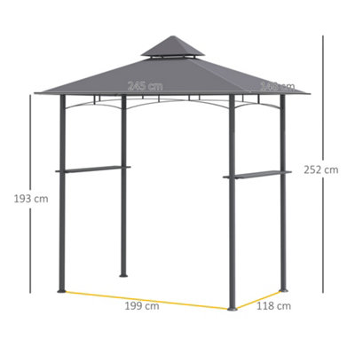 Outsunny 2.5M (8ft) New Double-Tier BBQ Gazebo Grill Grey - 3