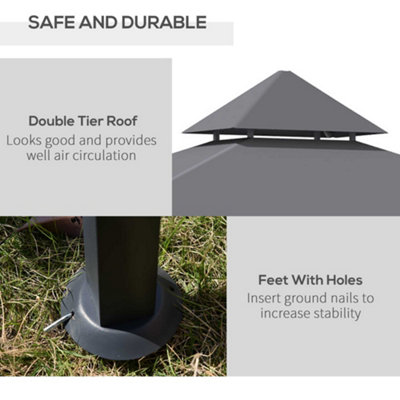 Outsunny 2.5M (8ft) New Double-Tier BBQ Gazebo Grill Grey - 6