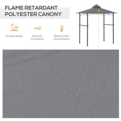 Outsunny 2.5M (8ft) New Double-Tier BBQ Gazebo Grill Grey - 4