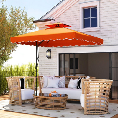 PSW 6,5 Fuß Terrassenschirm Mit Kurbel – Metaller Marktschirm In Orange, Perfekt Für Garten & Terrasse