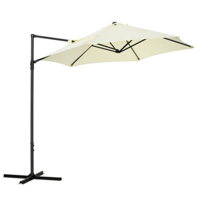 Outsunny 2.5M Offset Roma Patio Umbrella Rotation and Base, Beige