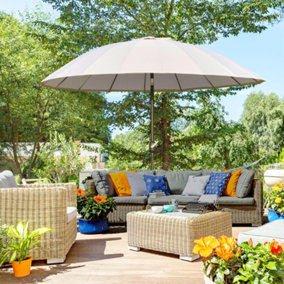 Outsunny 2.5m Round Curved Adjustable Parasol Outdoor Metal Pole Off-White