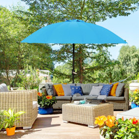 Outsunny 2.5m Round Curved Adjustable Parasol Sun Umbrella Metal Pole Blue