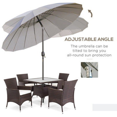 Outsunny 2.5m Round Curved Adjustable Parasol Sun Umbrella Metal Pole Grey - 5