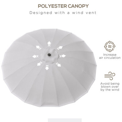Outsunny 2.5m Round Curved Adjustable Parasol Sun Umbrella Metal Pole Grey - 6