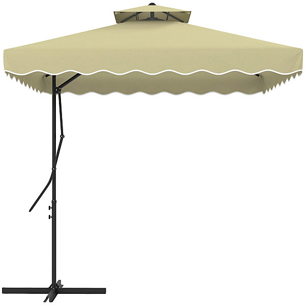 Outsunny 2.5m Square Cantilever Garden Parasol Umbrella with Outsunny 2.5m Square Cantilever Garden Parasol Umbrella with
