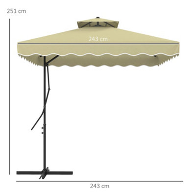 Outsunny 2.5m Square Cantilever Garden Parasol Umbrella with
