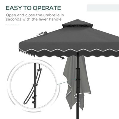 Outsunny 2.5m Square Cantilever Garden Parasol Umbrella with Cross Base, Grey