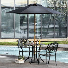 Outsunny 2.5m Wood Garden Parasol Sun Shade Patio Outdoor Umbrella Canopy