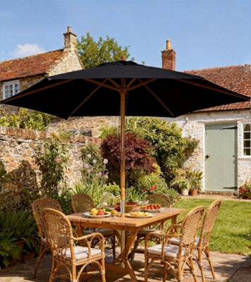 Outsunny 2.5m Wood Garden Parasol Sun Shade Patio Outdoor Wooden ...