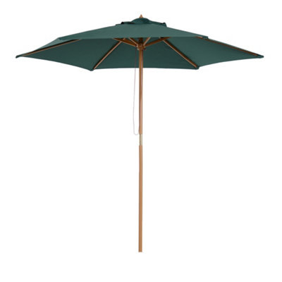 Outsunny 2.5m Wood Garden Parasol Sun Shade Patio Outdoor Wooden Umbrella Canopy Patio