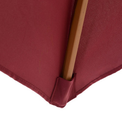 Outsunny 2.5m Wood Garden Parasol Sun Shade Patio Outdoor Wooden Umbrella Canopy Red - 8